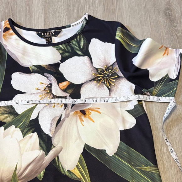 Lipsy Black Dress with White Floral Print - Picture 2 of 2